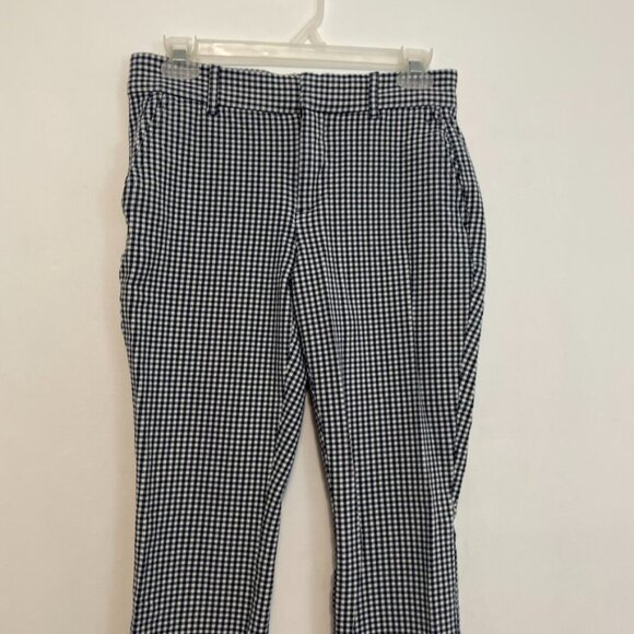 GAP High Rise Gingham Signature Skinny Ankle Pants Navy Blue White Cropped Crop - Picture 6 of 15